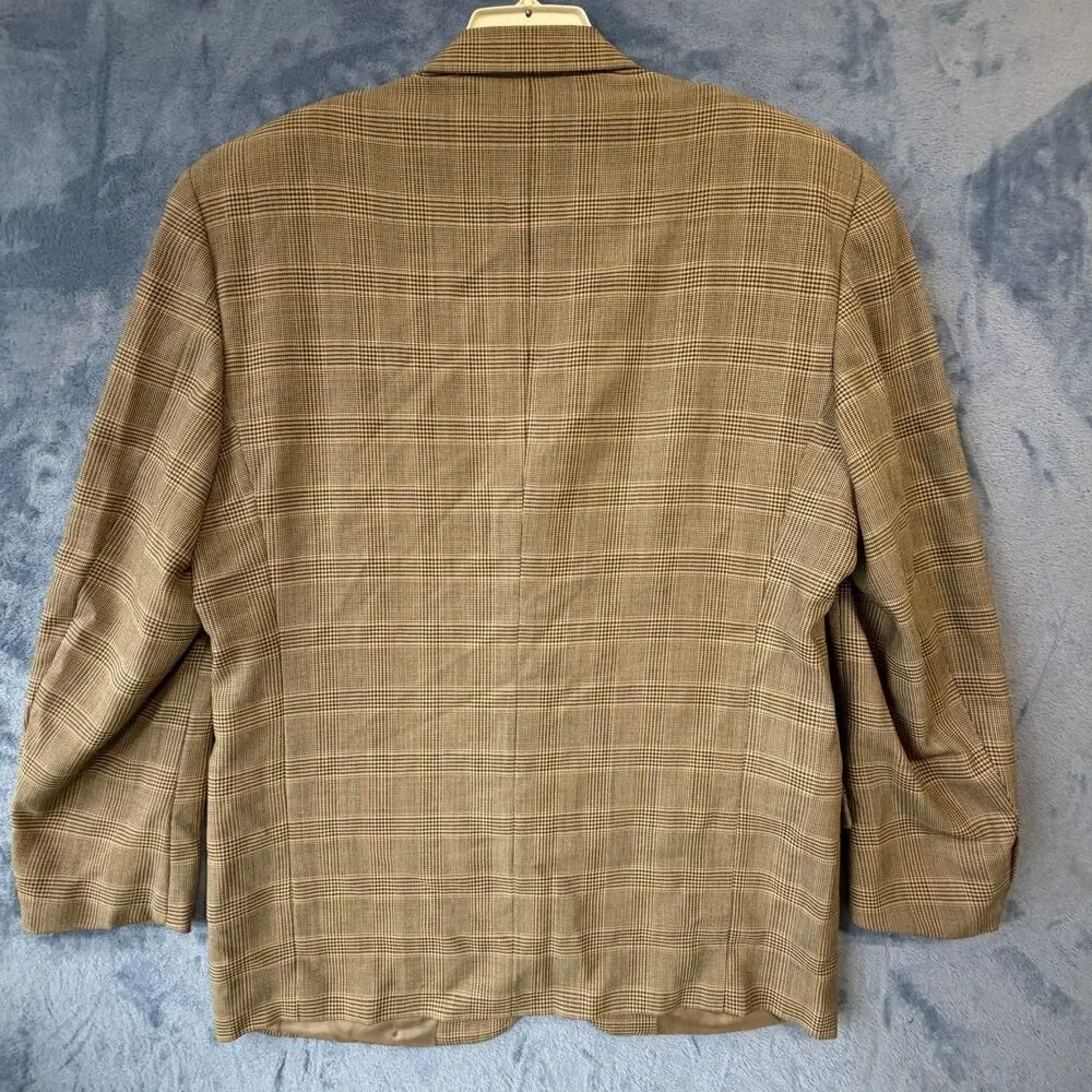 Vintage Santorelli Giorgio3 Mens 40R Wool Blazer Glen Plaid Made Italy 3 Button